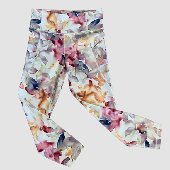 Gap NWOT Gapfit High Rise Blackout Print Watercolor Multi Floral 7/8 Leggings S - Picture 1 of 11